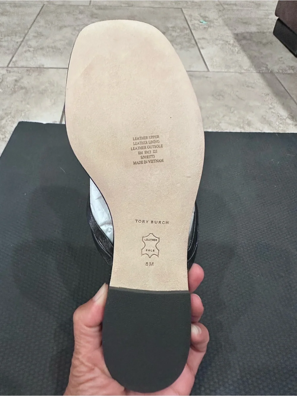 Tory Burch Black Jeweled Logo Toe-Post Sandal